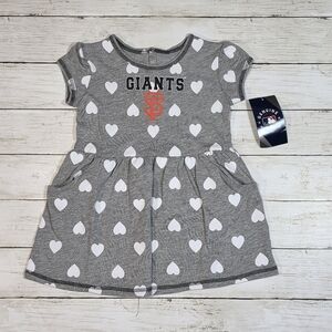 Genuine MLB SF Giants Gray Heart Print Dress with GIANTS SF Logo • Toddler 3T